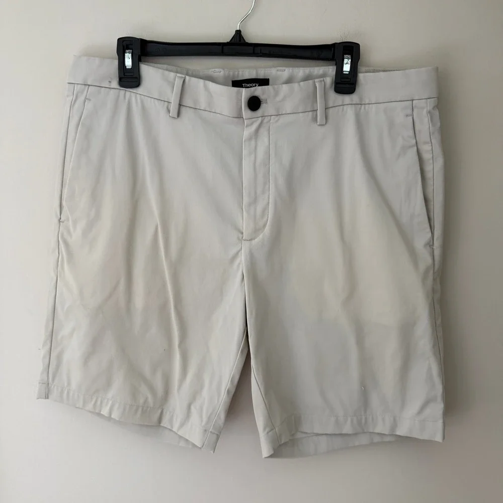Theory Mens Zaine SW Neoteric Shorts Beige Stone Size 36 H0377214
